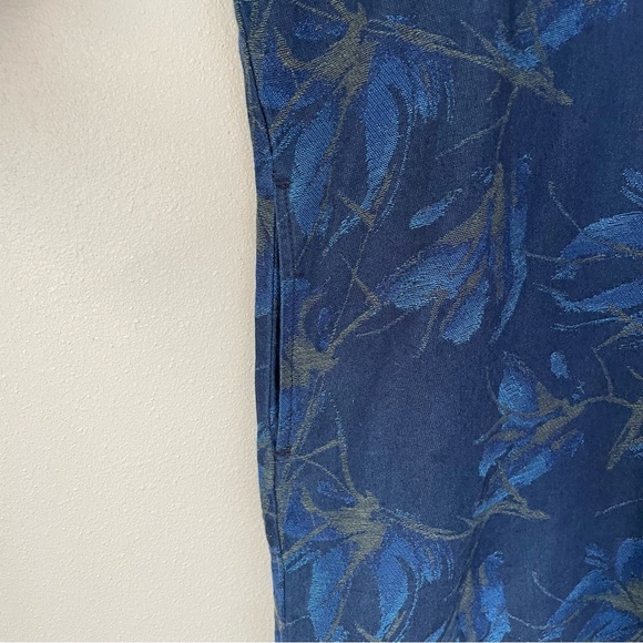 J. McLaughlin Amara Blue Denim Floral Jacquard Shirt Dress Long Sleeve Size L - Picture 6 of 14